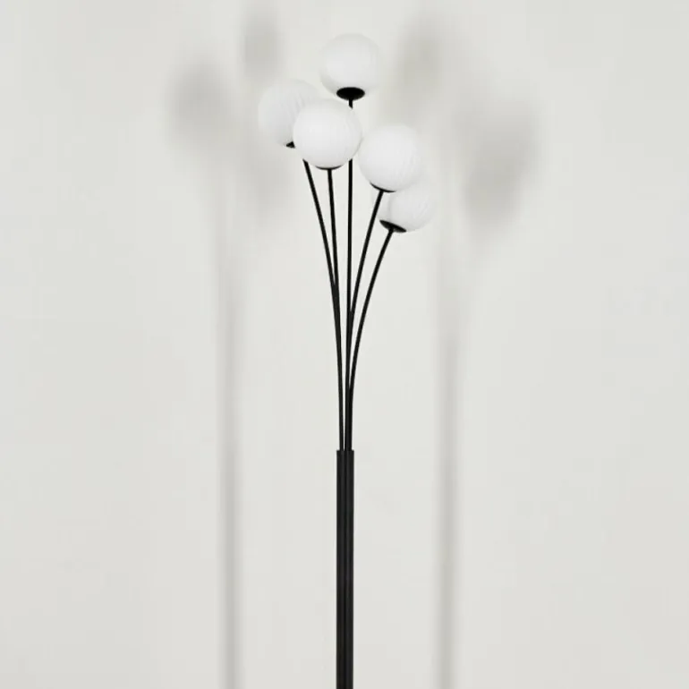 Lampadaire - Verre 12 cm Bernado Blanc, 5 lumières