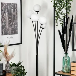 Lampadaire - Verre 12 cm Bernado Blanc, 5 lumières