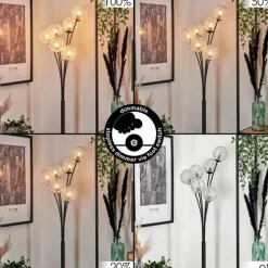 Lampadaire - Verre 12 cm Bernado Argenté, 6 lumières