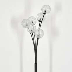 Lampadaire - Verre 12 cm Bernado Argenté, 6 lumières