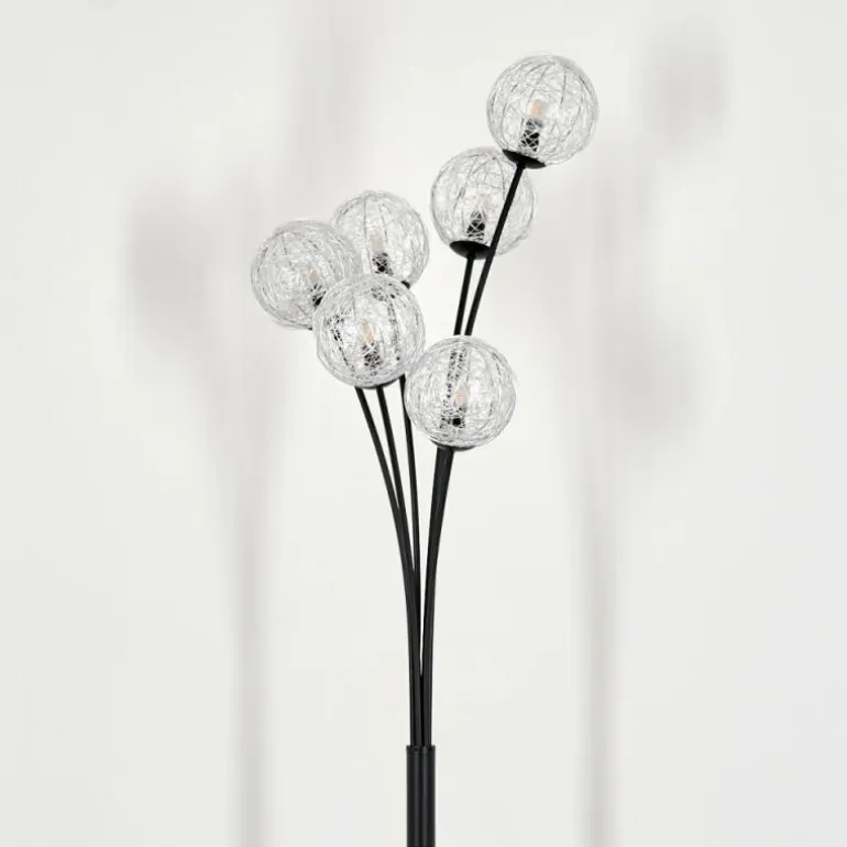 Lampadaire - Verre 12 cm Bernado Argenté, 6 lumières