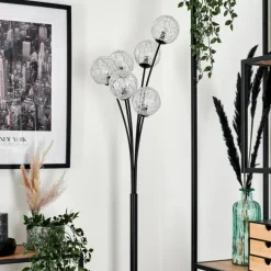 Lampadaire - Verre 12 cm Bernado Argenté, 6 lumières