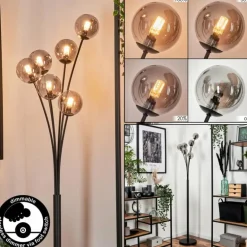 Lampadaire - Verre 10 cm Bernado Clair, Fumé, 6 lumières