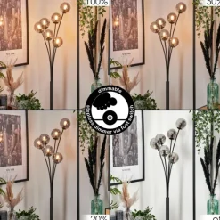 Lampadaire - Verre 10 cm Bernado Clair, Fumé, 6 lumières