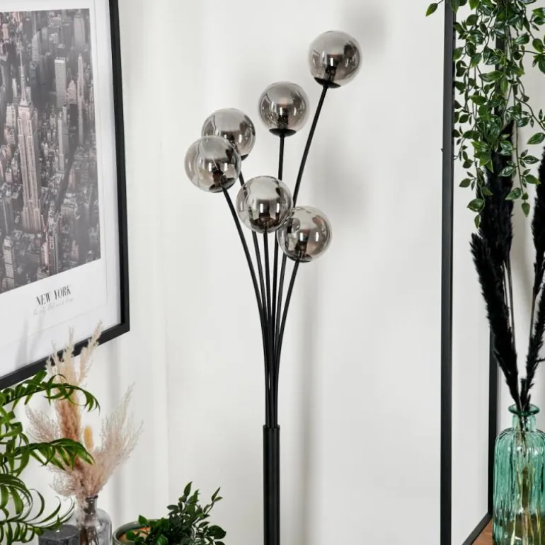 Lampadaire - Verre 10 cm Bernado Clair, Fumé, 6 lumières
