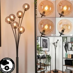Lampadaire - Verre 12 cm Bernado Ambre, 6 lumières