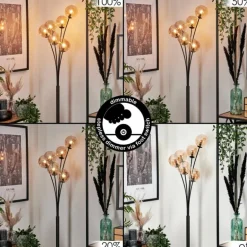 Lampadaire - Verre 12 cm Bernado Ambre, 6 lumières
