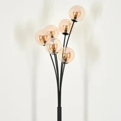 Lampadaire - Verre 12 cm Bernado Ambre, 6 lumières