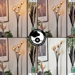 Lampadaire - Verre 10 cm Bernado Ambre, 6 lumières