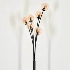 Lampadaire - Verre 10 cm Bernado Ambre, 6 lumières