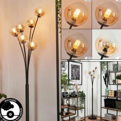 Lampadaire - Verre 10 cm Bernado Ambre, Clair, 6 lumières