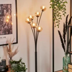 Lampadaire - Verre 10 cm Bernado Ambre, Clair, 6 lumières