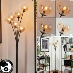 Lampadaire - Verre 12 cm Bernado Ambre, Clair, 6 lumières