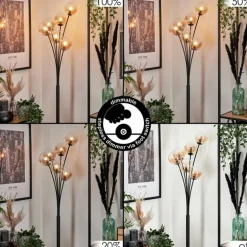 Lampadaire - Verre 12 cm Bernado Ambre, Clair, 6 lumières