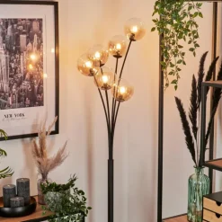 Lampadaire - Verre 12 cm Bernado Ambre, Clair, 6 lumières