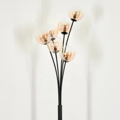 Lampadaire - Verre 12 cm Bernado Ambre, Clair, 6 lumières