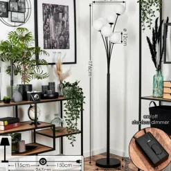 Lampadaire - Verre 12 cm Bernado Blanc, 6 lumières