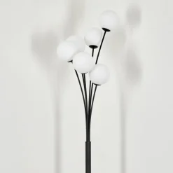 Lampadaire - Verre 12 cm Bernado Blanc, 6 lumières