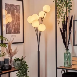 Lampadaire - Verre 12 cm Bernado Blanc, 6 lumières