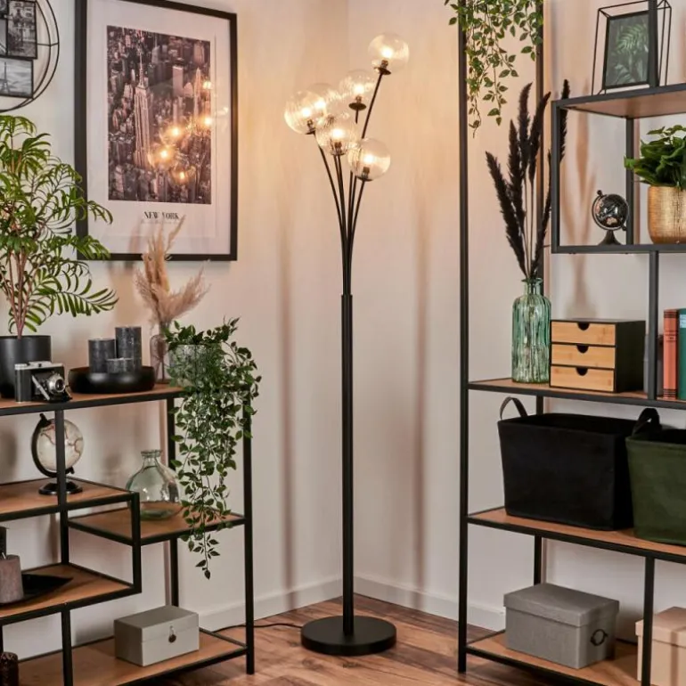 Lampadaire - Verre 12 cm Bernado Clair, 6 lumières