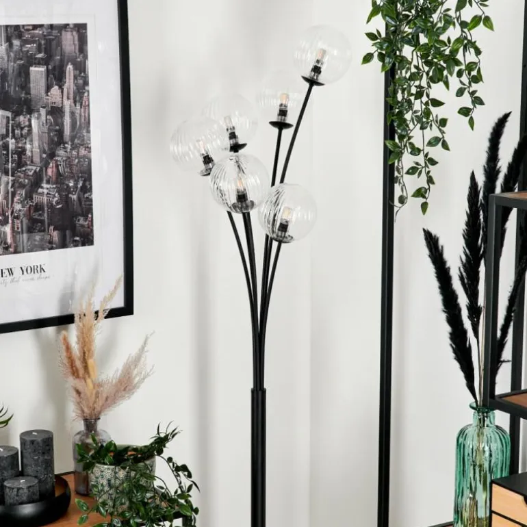 Lampadaire - Verre 12 cm Bernado Clair, 6 lumières