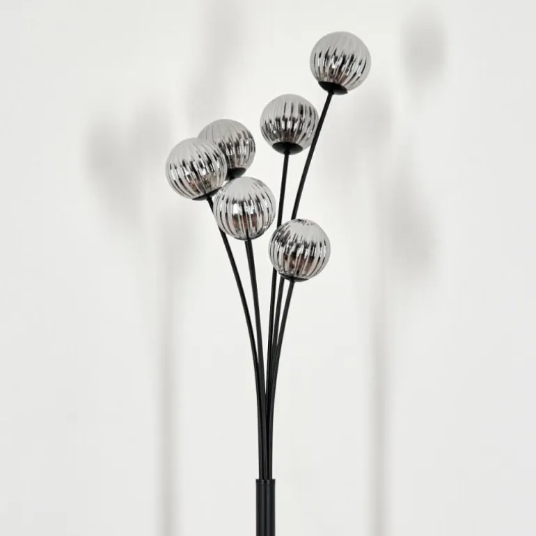 Lampadaire - Verre 10 cm Bernado Fumé, 6 lumières