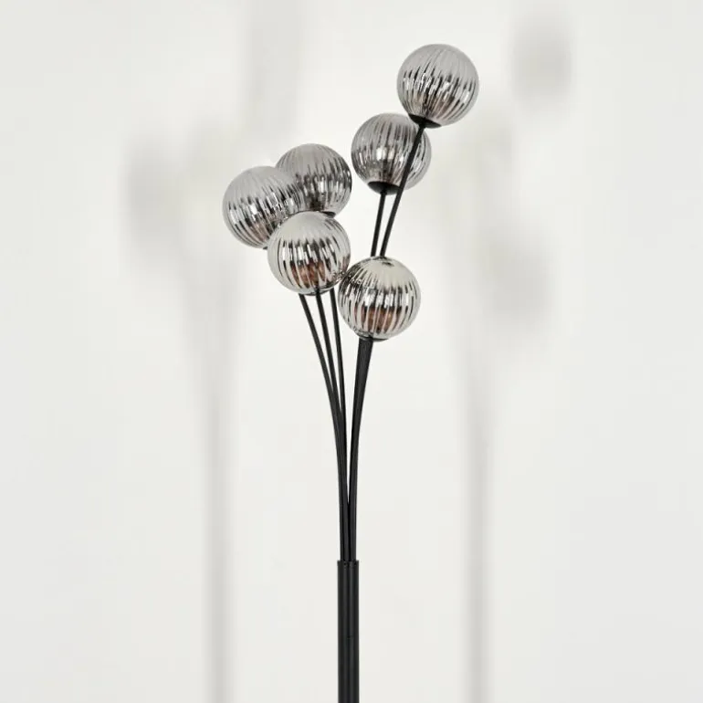 Lampadaire - Verre 12 cm Bernado Fumé, 6 lumières