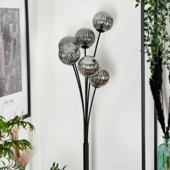 Lampadaire - Verre 12 cm Bernado Fumé, 6 lumières