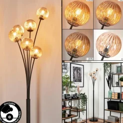 Lampadaire - Verre 10 cm Bernado Ambre, 6 lumières