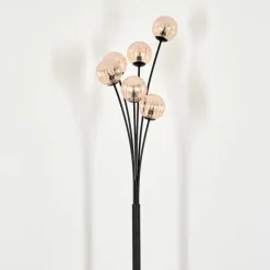 Lampadaire - Verre 10 cm Bernado Ambre, 6 lumières