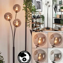 Lampadaire - Verre 15 cm Bernado Fumé, 3 lumières