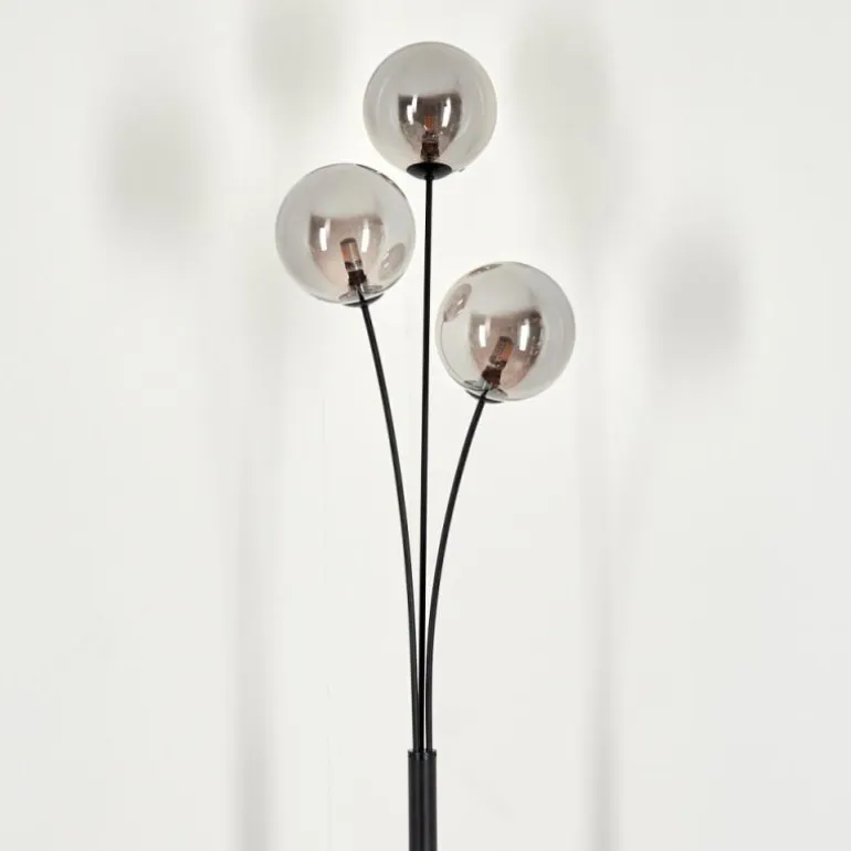Lampadaire - Verre 15 cm Bernado Fumé, 3 lumières