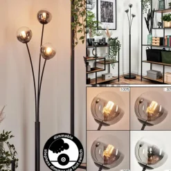 Lampadaire - Verre 10 cm Bernado Clair, Fumé, 3 lumières