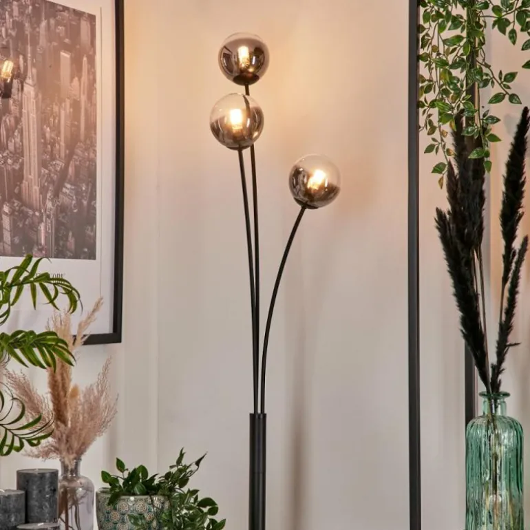 Lampadaire - Verre 10 cm Bernado Clair, Fumé, 3 lumières