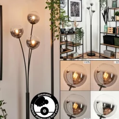 Lampadaire - Verre 12 cm Bernado Clair, Fumé, 3 lumières