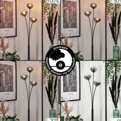 Lampadaire - Verre 12 cm Bernado Clair, Fumé, 3 lumières