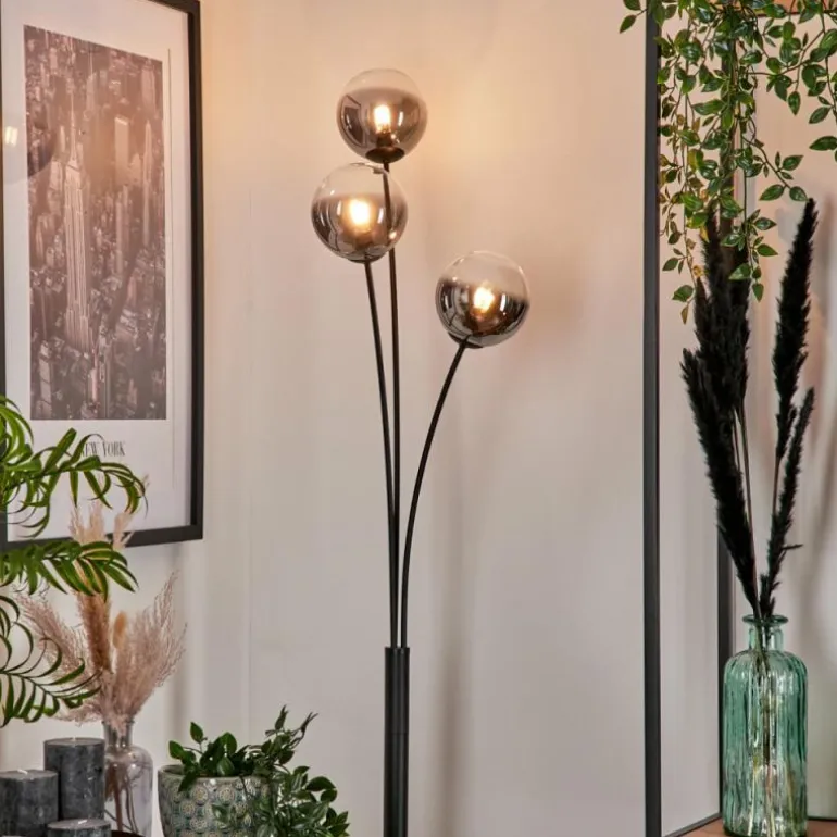 Lampadaire - Verre 12 cm Bernado Clair, Fumé, 3 lumières