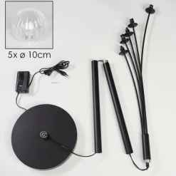 Lampadaire - Verre 10 cm Bernado Clair, 5 lumières