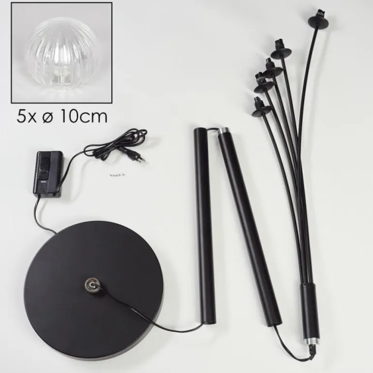 Lampadaire - Verre 10 cm Bernado Clair, 5 lumières