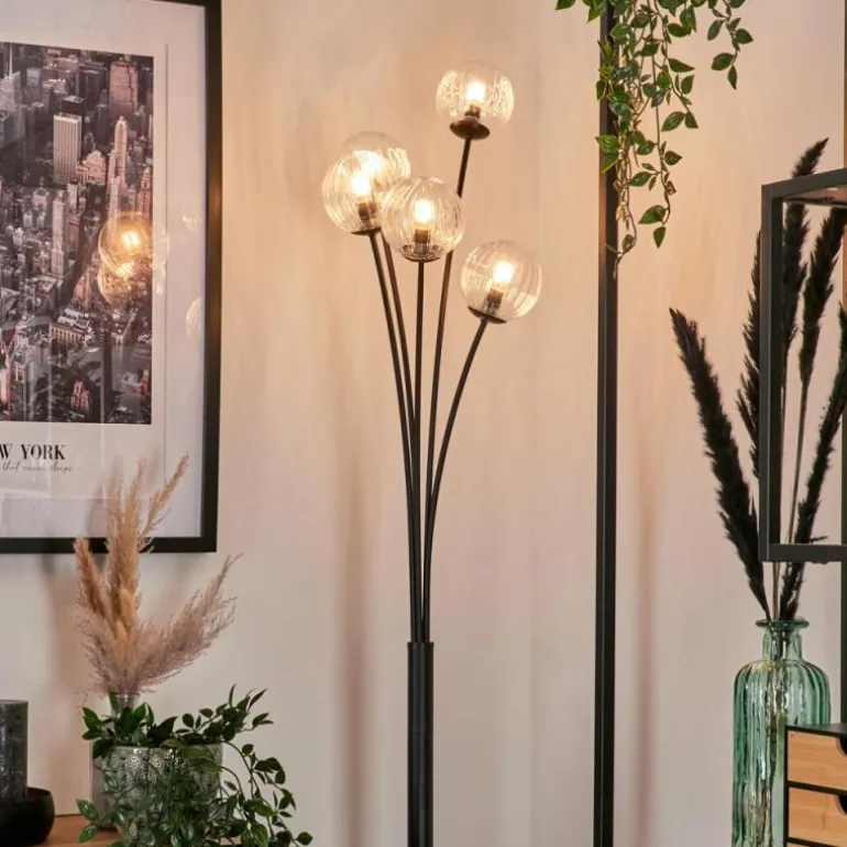 Lampadaire - Verre 10 cm Bernado Clair, 5 lumières