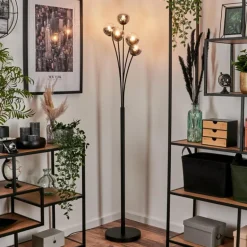 Lampadaire - Verre 10 cm Bernado Clair, Fumé, 5 lumières