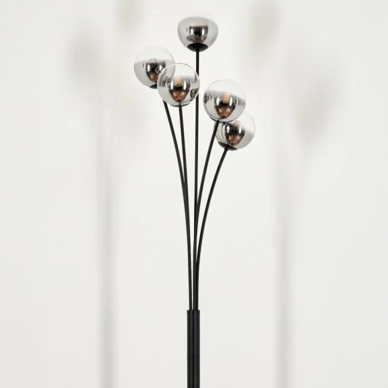 Lampadaire - Verre 10 cm Bernado Clair, Fumé, 5 lumières