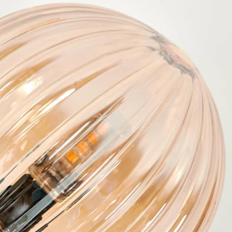 Lampadaire - Verre 10 cm Bernado Ambre, 5 lumières