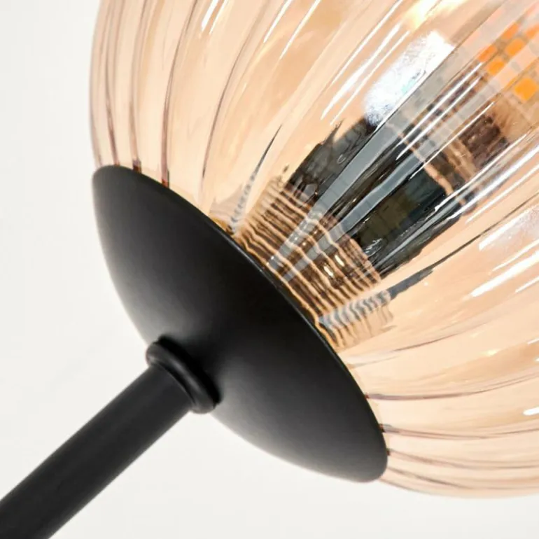 Lampadaire - Verre 10 cm Bernado Ambre, 5 lumières