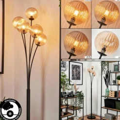 Lampadaire - Verre 12 cm Bernado Ambre, 5 lumières