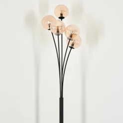 Lampadaire - Verre 12 cm Bernado Ambre, 5 lumières