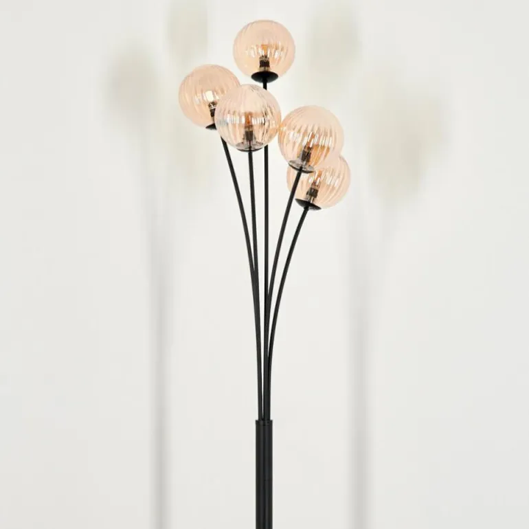 Lampadaire - Verre 12 cm Bernado Ambre, 5 lumières