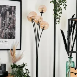 Lampadaire - Verre 12 cm Bernado Ambre, 5 lumières