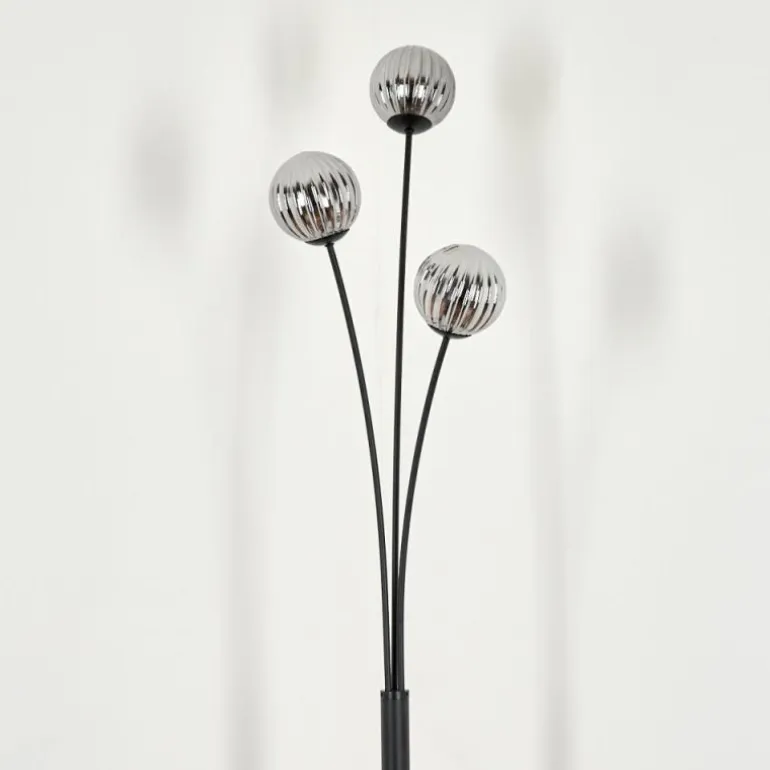 Lampadaire - Verre 10 cm Bernado Fumé, 3 lumières