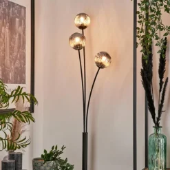 Lampadaire - Verre 10 cm Bernado Fumé, 3 lumières